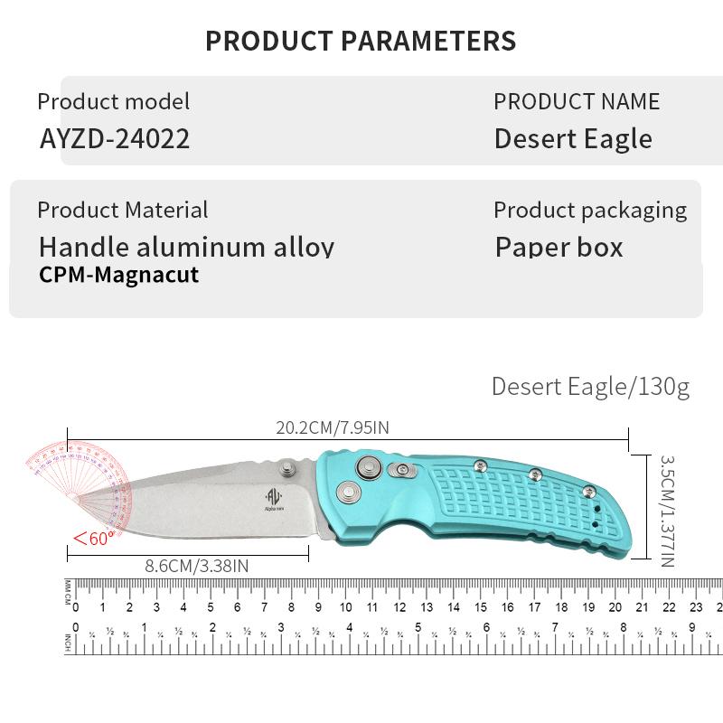 Desert Eagle CPM-Magnacut Powder Steel High-End Folding Knife High Hardness High Sharpness Portable Fruit Peeler Pocket Knife for Outdoor Camping, Survival, and BBQ. Multifunctional Folding Knife with Aluminum Handle for Enhanced Performance Desert Eagle CPM-Magnacut Powder Steel High-End Folding Knife High Hardness High Sharpness Portable Fruit Peeler Pocket Knife for Outdoor Camping, Survival, and BBQ. Multifunctional Folding Knife with Aluminum Handle for Enhanced Performance