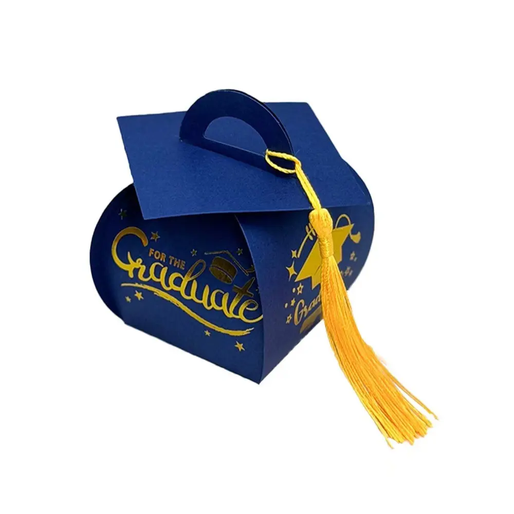 30pcs Graduation Cap Candy Boxes Creative Mortarboard Style with Yellow Tassels for Chocolate Treats Class of 2026 Themed Gift Box Party Favors Party Gift Packs Graduation Season
