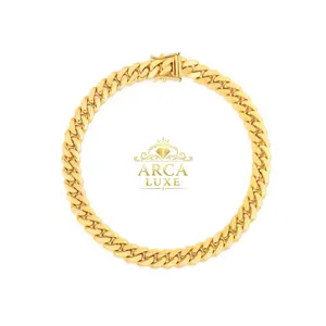 14K Solid Yellow Gold 7.2mm Classic Miami Cuban Bracelet  Box Lock 8.5"