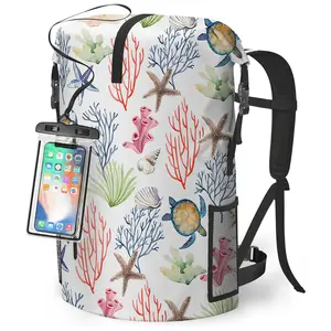 Waterproof Dry Bag Heavy Duty Marine Dry Bags for Kayaking Hiking Sea Turtle Coral Nautical Starfish Backpack Roll-Top Closure Bag - Backpack Waterproof Phone Case 5L/35L/55L