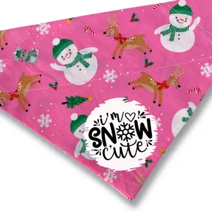 Christmas Dog Bandana - Over the Collar Style -  Pink Christmas Dog Bandana