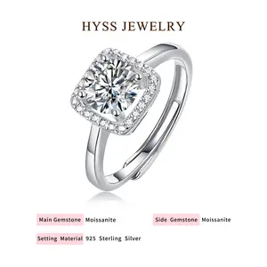 [39] HYSS JANE EYRE – Halo Moissanite Ring | 925 Sterling Silver for Women Weddings | Anniversaries | Birthdays | Promise Rings
