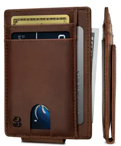 SERMAN BRANDS Scout Front Pocket Wallet with Money Clip Magnetic. Bifold Minimalist RFID Leather Wallets for Men Slim Card Wallet