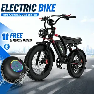 FREE Bluetooth Speaker【Likebike UM1 Pro】Electric Bike for Adults 3000W Peak(750W Rated) 20" Fat Tire All-Terrain E-Bike 80-100 Miles PAS 39MPH Electric Dirt Bike for Road Sand Mountain Snow - 48V 33AH Full Suspension Electric Motorcycle