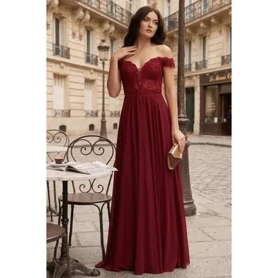 burgundy flowy bridesmaid dresses A-Line Floor Length Chiffon Burgundy Bridesmaid Dress COCOMELODY CB0410, Silver Cloud