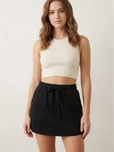 Women's Casual French Terry Mini Skort with Pockets High Waisted Drawstring Elastic Waist Athletic Skirt Lounge Activewear