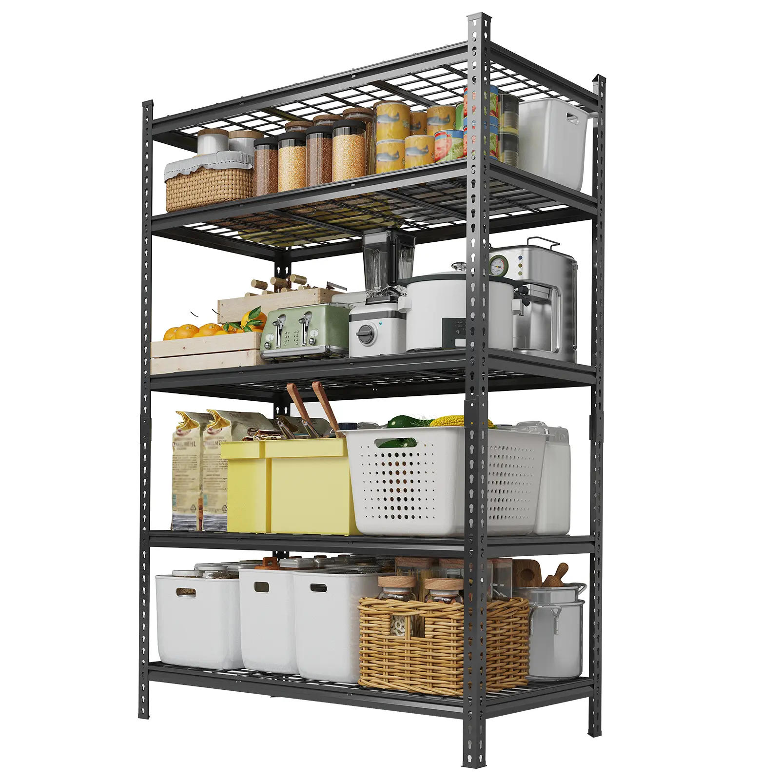 GARVEE Heavy Duty 5-Tier Adjustable Metal Shelving Unit – Steel Storage Rack, 2000-2200 lbs Capacity – Perfect for Garage, Warehouse, Basement, Kitchen, Industrial Utility – 36-48"W x 16-24"D x 72"H – Durable & Versatile – Maximize Your Storage!