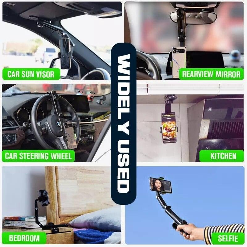 New 1080° Multi-function Sun Visor Universal 360 Degree Rotating Phone Holder Suitable for Any Scene Car Holder-Rotatable and Retractable porte para telefono bracket carmobile supplies