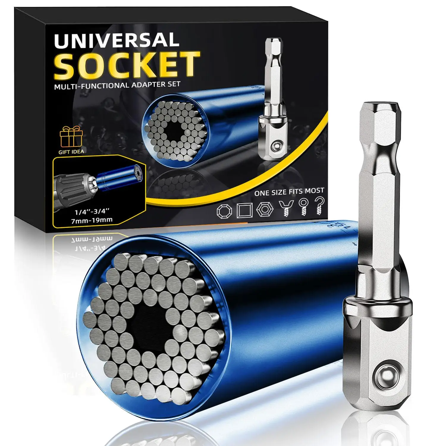 Universal Socket Tool, Multifunctional Socket Tools, Socket Set with Power Drill Adapter, Cool Stuff Gadgets for Men Birthday Gift for Dad Husband Him