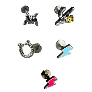 16G Flatback Cartilage Ear Piercings 5 pack