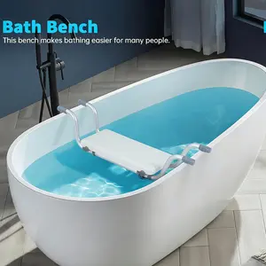 bathtub seat, heavy-duty shower bench made of HDPE material, adjustable length suitable for 58-70cm/22.87-27.55 inch width bathtub, anti slip support, can bear up to 300 pounds, plastic bathtub seat for elderly people