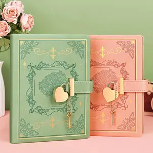 Heart Lock Design Planner, 1/3 Counts PU Leather Cover Waterproof Dustproof Planner with Password Lock, Portable Notebook for Office & School