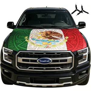 Mexican Flag Car Hood Cover - Aztec Design, Fits Most Cars Trucks SUVs, Patriotic Decoration, Perfect for Holidays, Parties, Celebrations & Gift