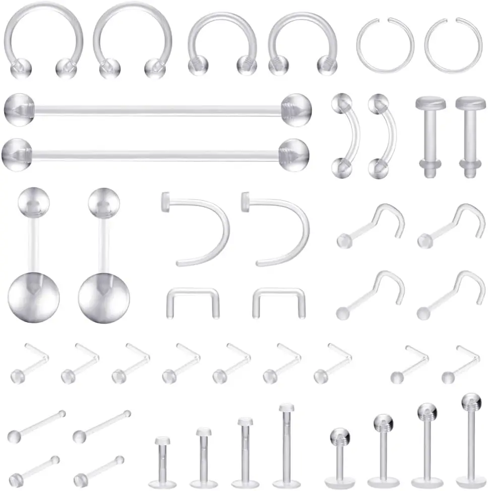 Clear  Retainers for Bioflex Nose Rings Septum Cartilage Rook Daith Earrings Horseshoe Eyebrow Lip Tragus  Rings Retainers for Men and Women