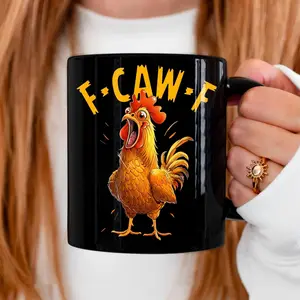 BNB – F-Caw-F Rooster Humor Ceramic Mug 11oz & 15oz, Funny Chicken Meme Coffee Mug, Funny Chicken Lover Gifts for Boss Besties Coworker Colleague Workmates on Boss Day Christmas, Hilarious Office or Home Office Drinkware Reusable And Washable Coffee Cup