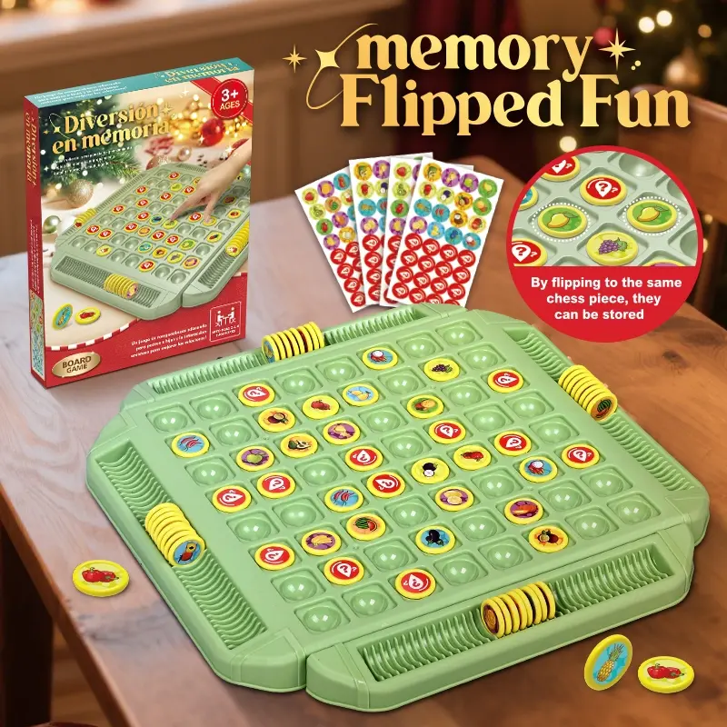 Four Player Memory Match Game, Family Fun Game, Hand-Eye Coordination Toy, Cartoon Fruit Flip Chess, Easter Christmas New Year Gift, Kid Board Games, Family Board Games