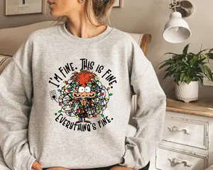 Anxiety Christmas Sweatshirt, Inside Out Christmas Shirt, Everything Is Fine Shirt, Anxiety Feelings Shirt, Christmas Light Sweatshirt