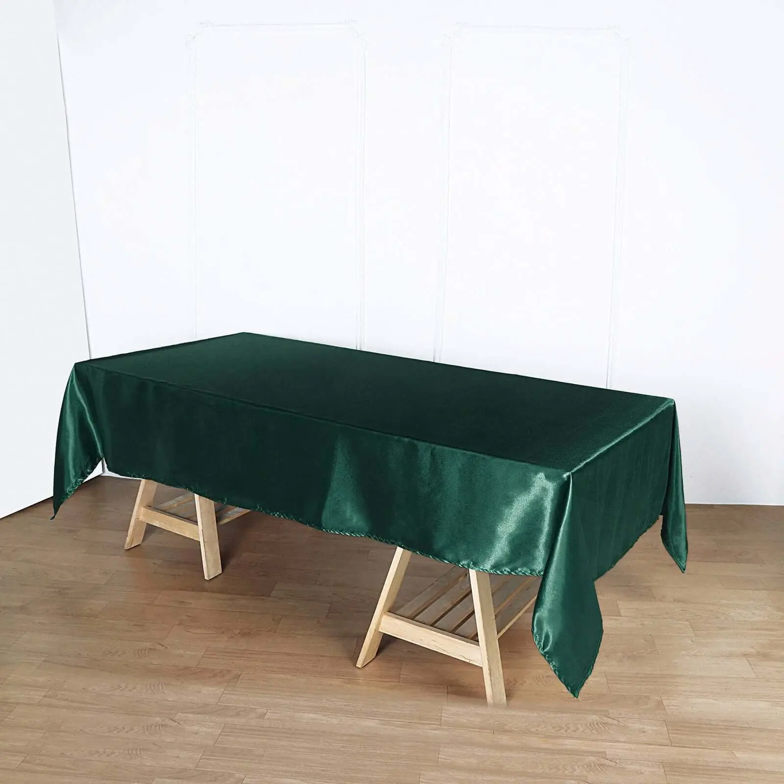 Satin Rectangular Panel Tablecloth 60"x102" Hunter Emerald Green - Wrinkle-Free, Proven Durability, Machine-Washable Outdoor Table Cover for Birthday, Decoration, Dessert Events, Wedding
