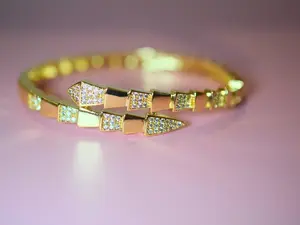 Diamond Inspired 18K Gold Plated Snake Bangle