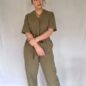 Olive Green Cotton Jumpsuit
