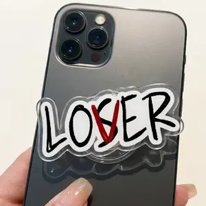 Loser Or Lover with MagSafe Phone Grip, Horror Aesthetic Magnetic Phone Holder, Kawaii Scary Fan Gift , Kindle Accessories sticky Baby mount Library Card Flower-Shaped Multi-Functional Stand Universal Car Double-Sided Octo Adjustable Portable Monitor