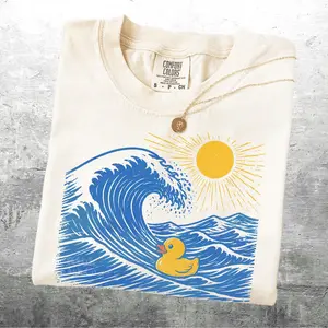 Comfort Colors Funny Rubber Ducky Meme T-Shirt, Trendy Beach Graphic Tee, Oversized Coastal Summer Vacation Outfit, Cute Retro Duck Beachwear Apparel, Relaxed Unisex Graphic T-Shirt for Women & Men