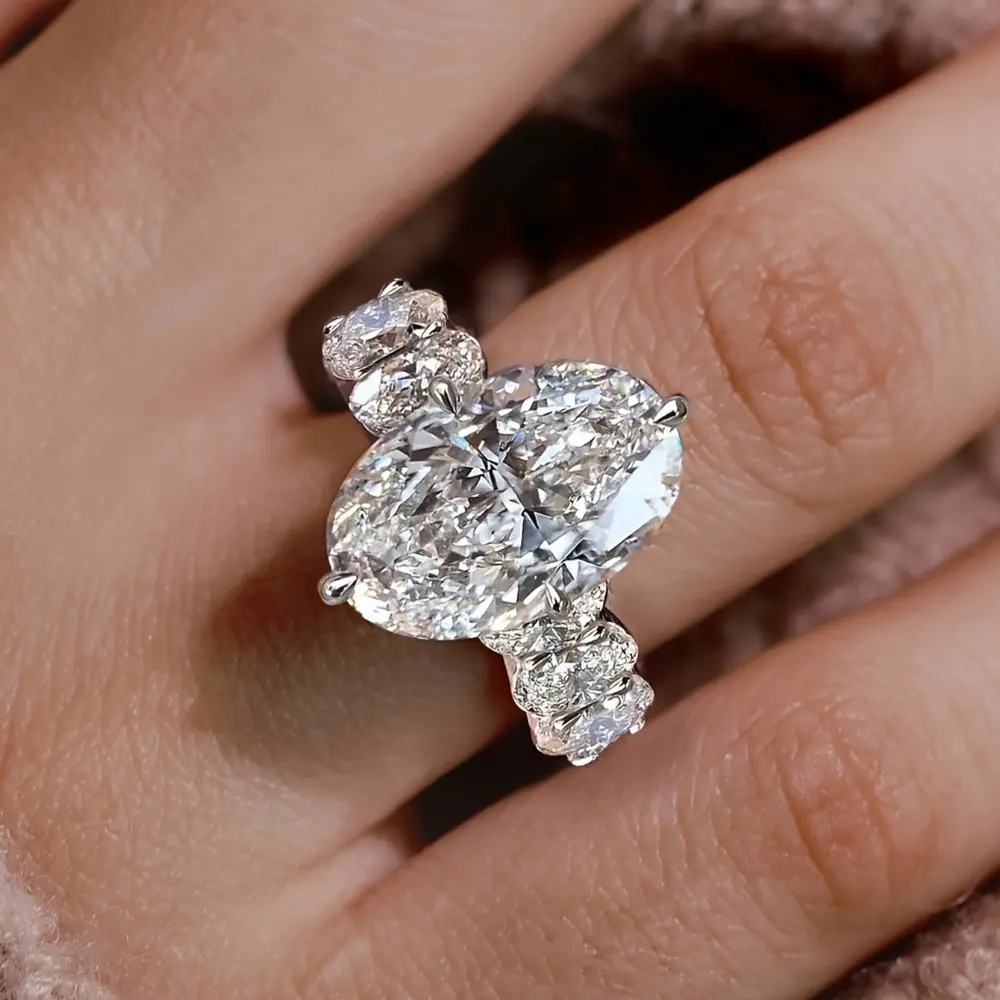 Shiny Egg-Shaped Stackable Cubic Zirconia Ring - Birthstone Anniversary Ring - Engagement Bridal Wedding Party Ring - Women's Daily Casual & Holiday Jewelry