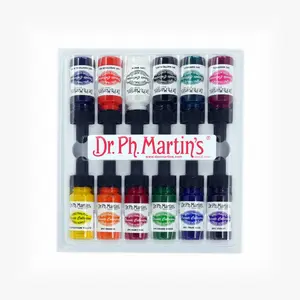 Dr. Ph. Martin's Spectralite Private Collection Liquid Acrylics (Set 1) Arcylic Paint Set, ½ US fl oz, 1 Set of 12 Bottles