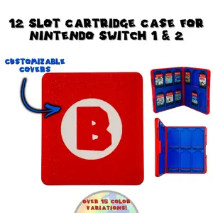 Custom Nintendo Switch Cartridge Case - 12 Game Holder - Personalized Initial Letter - Travel Storage Organizer - 16 Color Options