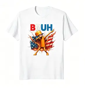 BRUH USA Flag Dab Pose Funny Viral Meme Patriotic 100% Cotton Unisex Graphic T-Shirt