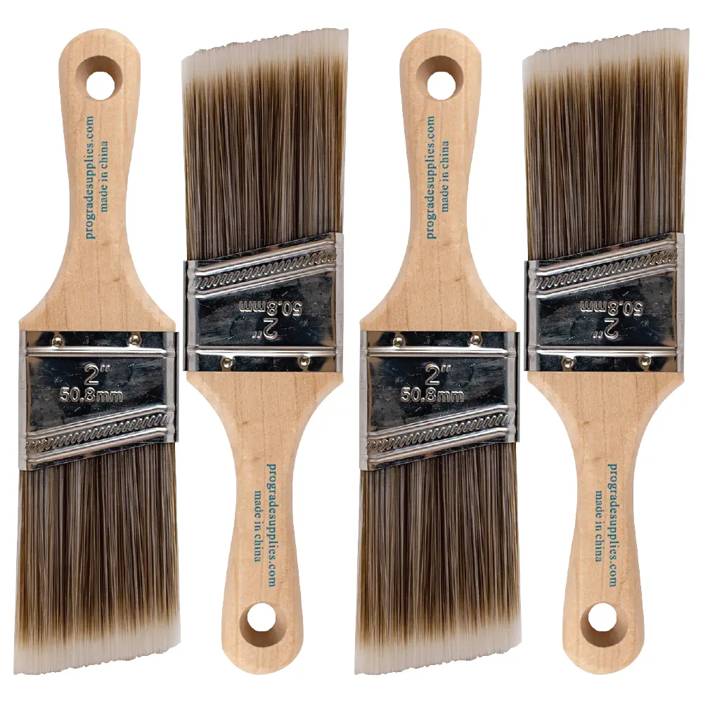 Vermeer 2" Angle Stubby Paint Brushes - 4-Pack for Latex and Oil Paints & Stains - Home Improvement - Interior & Exterior Use