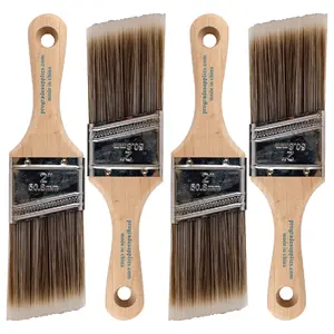 Vermeer 2" Angle Stubby Paint Brushes - 4-Pack for Latex and Oil Paints & Stains - Home Improvement - Interior & Exterior Use