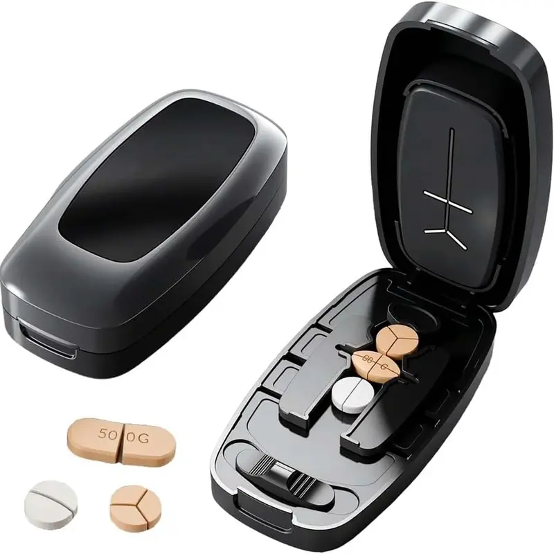 Portable Pill Cutter, 2026 Adjustable 1/2 1/4 Pills Cutter and Splitter for Multiple Pills, Vitamins, Tablets in Half or Quarters, Household Gadgets, Accurate Centering Alignment Device