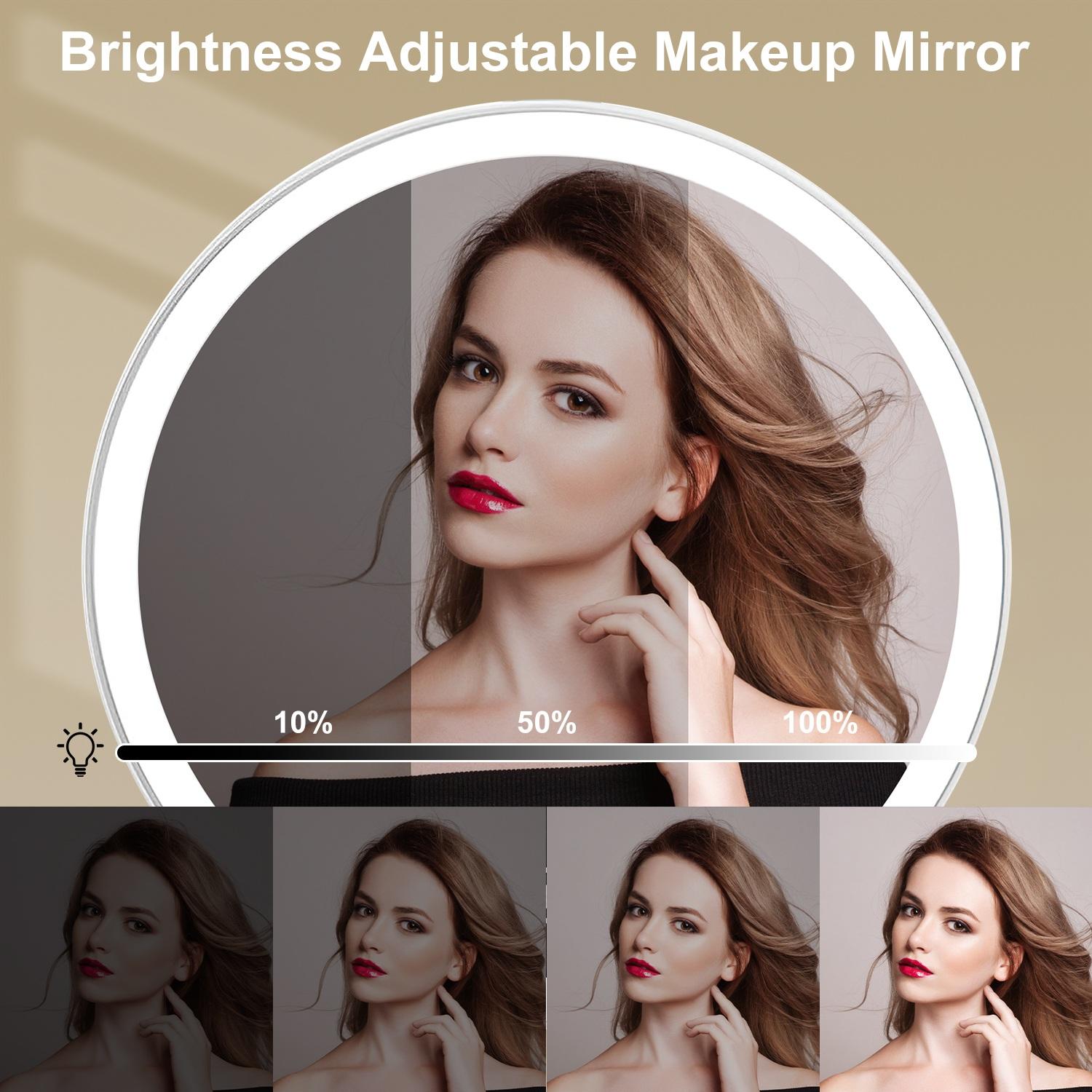 7.48In 5X Magnifying Lighted Makeup Mirror Dimmable Magnification Mirror With Lights Lighted Vanity Mirror with 3 Light Colors 7.48In 5X Magnifying Lighted Makeup Mirror Dimmable Magnification Mirror With Lights Lighted Vanity Mirror with 3 Light Colors