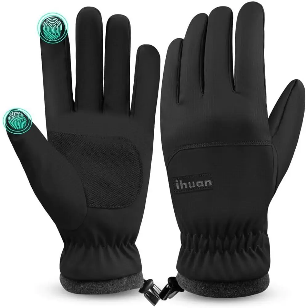 Unisex Adults' Thermal Winter Sports Gloves - Lightweight Fleece-Lined, Windproof, Water-Resistant, Touchscreen-Compatible, Non-Slip Palm, Adjustable Cuff for Running, Camping, Driving, Hiking, Lay Flat To Dry, Adjustable Windproof Cuff, Non-Slip Palm Des
