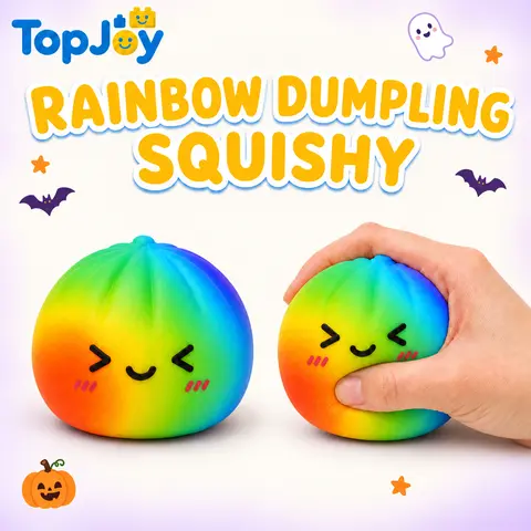 TopJoy Kawaii Rainbow Smiling Bun Squishy Stress Relief Toy - Super Soft Anxiety Fidgets, Squishies Toys, Shapeable, Sensory Friendly, Unisex, Fast-Rising, Gift-Ready Cute, Anxiety Gifts for Neurodivergent Kids