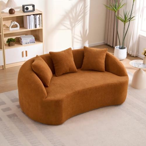 Bellemave LY-025S Curved Loveseat  Full Compression Sponge Sofa, 30D Chenille No-Assembly Compact Sofa for Small Spaces & Apartments, 65"L, 300 lbs, 3 Pillows