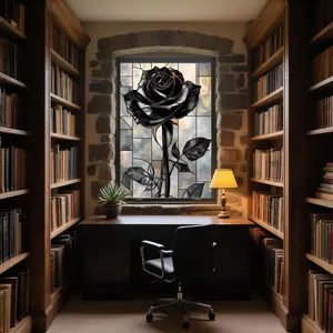 Rose Pattern Window Film, 1 Count 3D Rose Window Sticker, Easy To Apply and Remove Window Decal, Decorative Sticker for Home Bathroom Door, Ornaments, Removable Window Decal