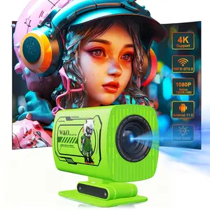 W&O Smart Portable 4K Outdoor Projector with WiFi 6 & Bluetooth 5.0 1080P Native Home Cinema Projector for Backyard Movies Camping Parties & Birthday Gifts