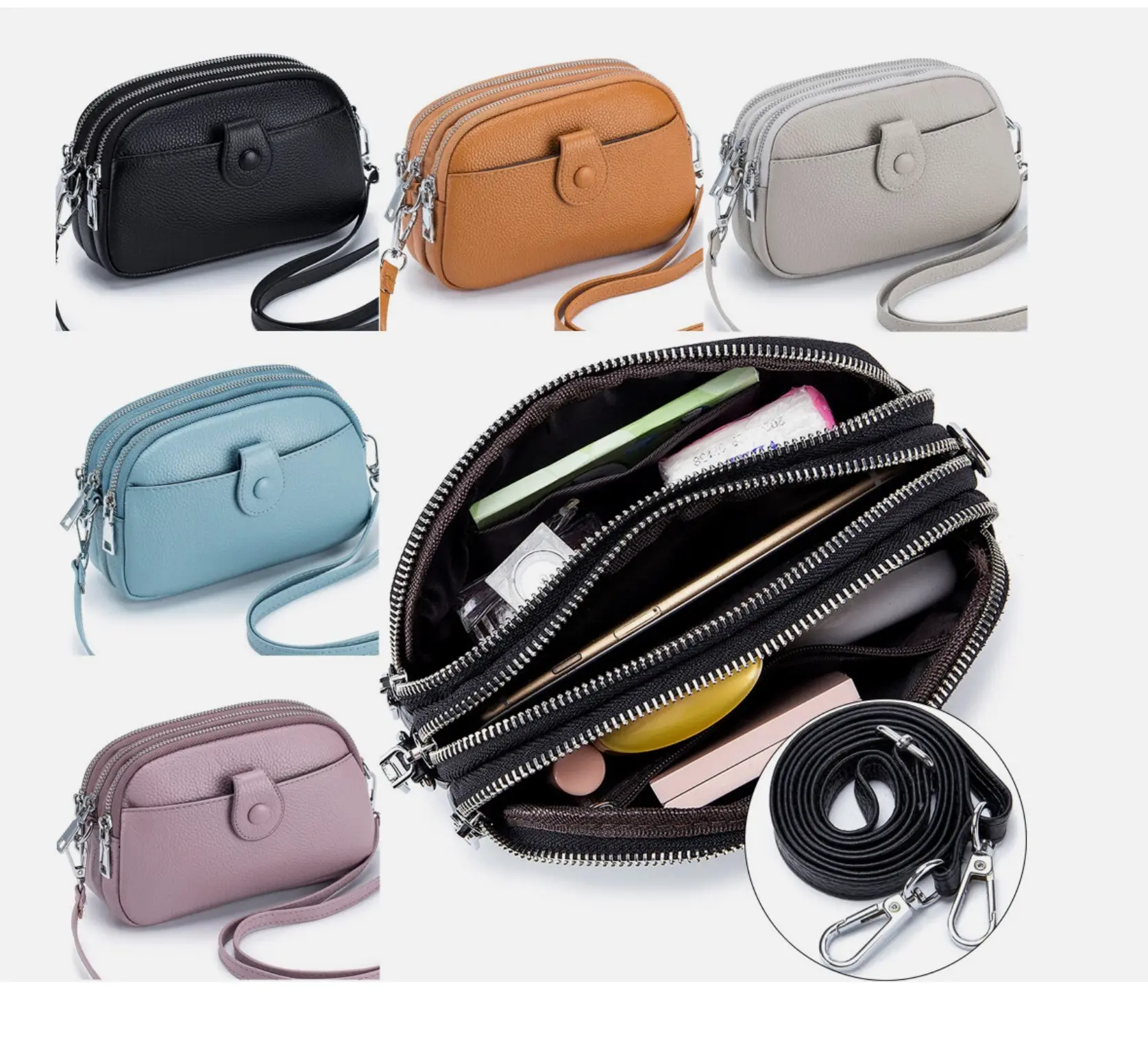 Elegant Women's Genuine Leather Small Crossbody Bag with Zip Closure for Everyday Use Shoulder Handbag Versatile & Stylish Perfect for Daily Essentials