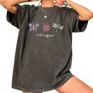 Butterfly Ladybug Dragonfly T-Shirt, Life Is Good Inspired Nature Insect Tee, Cute Garden Graphic Shirt, Spring Summer Wildlife Tee, Gift for Nature Lovers, Unisex Casual T-Shirt