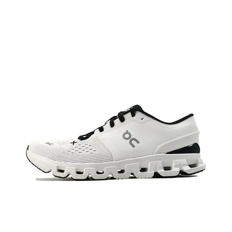 White Black Contrast Running Sneakers, Breathable Mesh Upper, Hollow Cushion Midsole, Anti‑Slip Rubber Outsole, Lightweight Low‑Top Sport Shoes for Running Gym Daily Outdoor Use