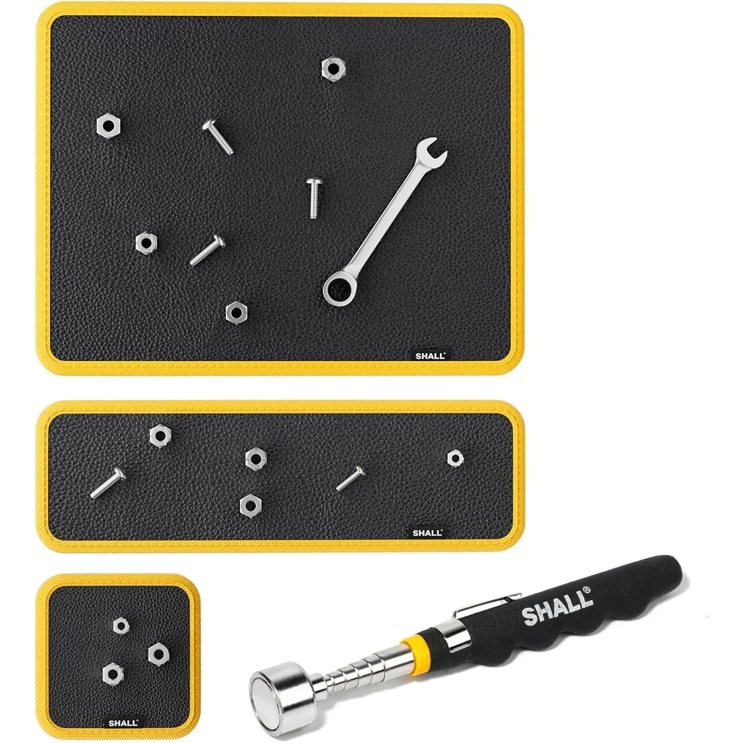 3-Piece Mat and Pickup Tool, Tool Holder Pad W/ 83-In-Magnets & 25LBS Pull Force Extendable for Mechanic Wrench Screw Bolt