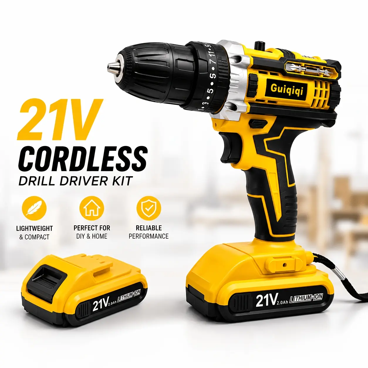 21V Household Multifunctional Cordless Drill, Tool Box Set, Power Tool, Equipped With High-capacity Battery And Fast Charger, Drill Bit, Toolbox (optional). Suitable For Gardening, Home Decoration, Outdoor Maintenance, And DIY Handmade Production.