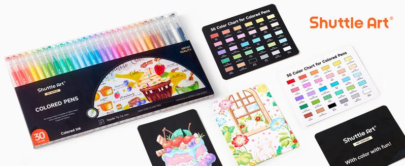 Colored Pens, Shuttle Art 22/24/30/72 Colors Cute Journal Pens 0.6mm Fine Point Colored Gel Pens for Black Paper Adult Coloring Writing Drawing Journaling Note Taking School Office Home,Design,Students
