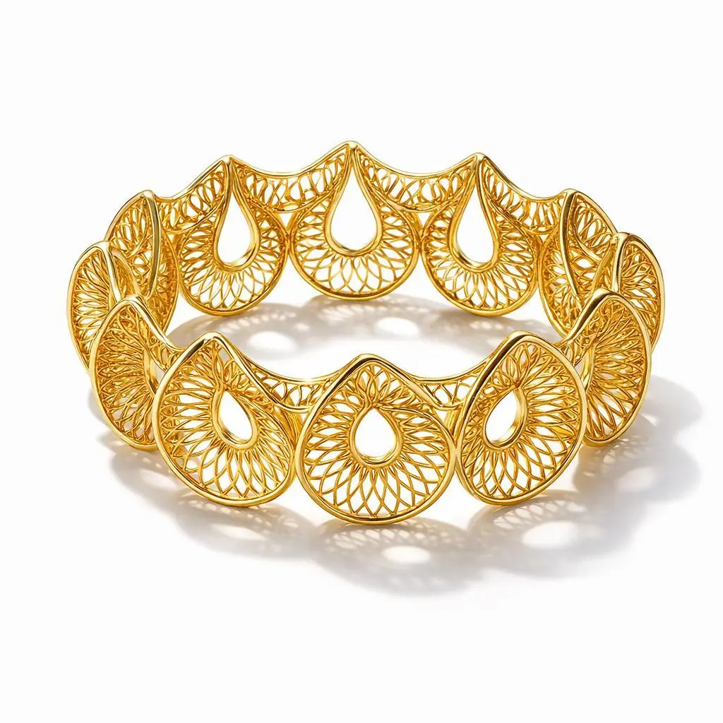 Vale & Veil — Paris | Voûte Filigree Bangle | Handcrafted Gold Lace Bracelet