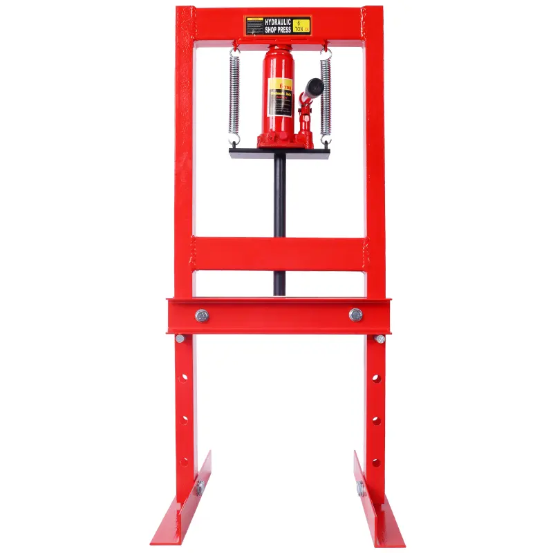 Hydraulic Shop Press,6 Ton H-Frame Garage Floor Adjustable Shop Bearing Press with Stamping Plates to Bend, Straighten, Or Press Parts, Install Bearings & U-Joints,Red