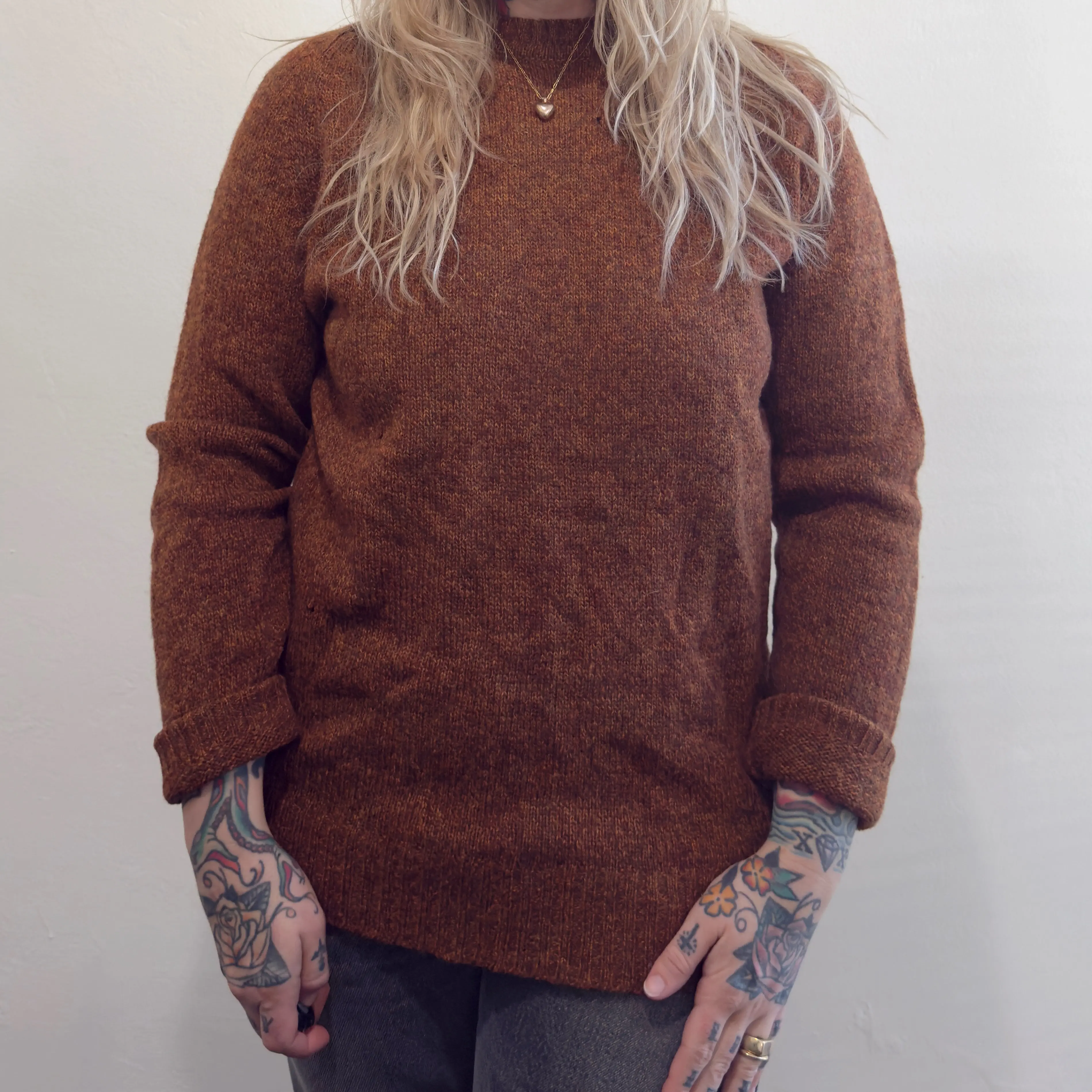 Vintage 1960s Brown Mackinnon Shetland Wool Sweater