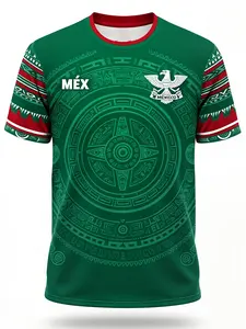 Mexican National Team Football Jersey with Aztec Calendar Eagle Emblem, Soccer Shirt for Training, Match, Fan Wear & Youth Comfort Fit, Athletic Activewear