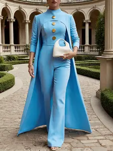 Plain Stand Collar Two-Piece Set